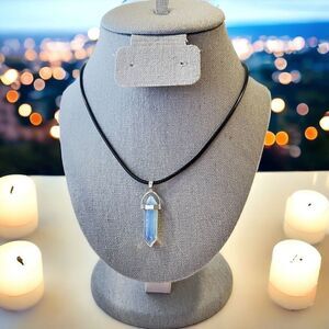 Boho Opalite Crystal Necklace Hexagon Healing Pendant Spiritual Energy Jewelry